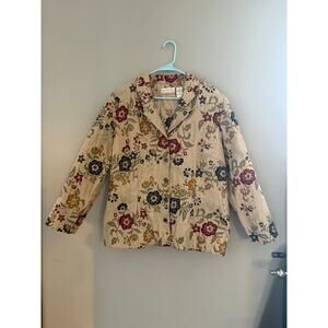 Alfred Dunner floral tapestry blazer jacket in a beige multi-color size 18W